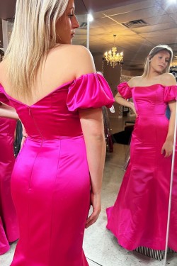Long Mermaid Fuchsia Prom Dresses Formal Evening Gowns 901795