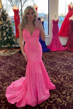 Long Mermaid Sparkle Sequins Prom Dresses Formal Evening Gowns 901796