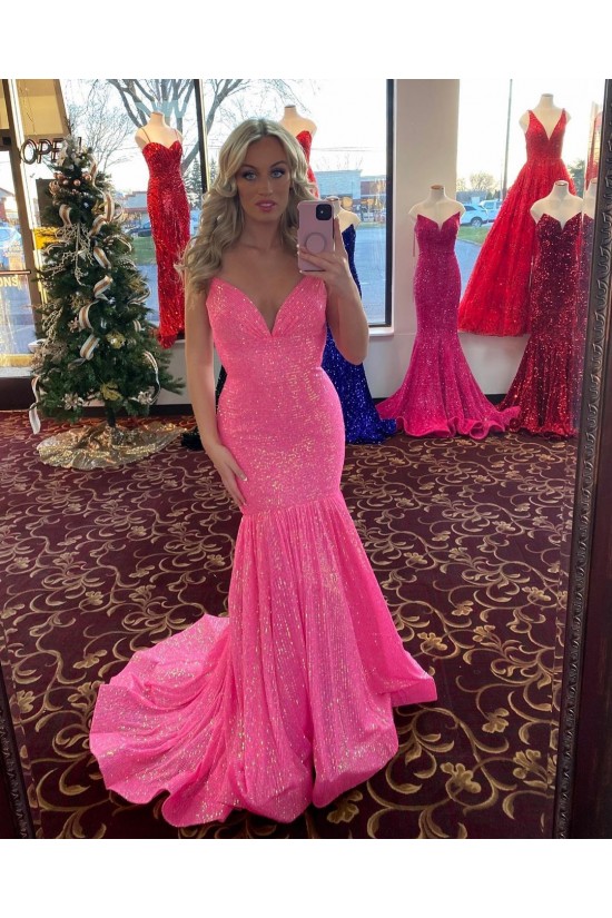 Long Mermaid Sparkle Sequins Prom Dresses Formal Evening Gowns 901796