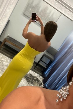 Long Yellow Strapless Beaded Prom Dresses Formal Evening Gowns 901799