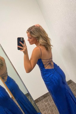 Long Royal Blue Sparkle Sequins Prom Dresses Formal Evening Gowns 901801