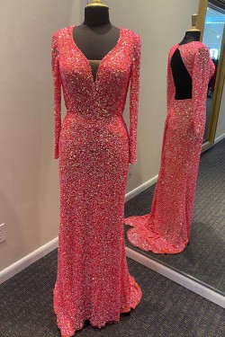 Long White Sparkle Sequins Prom Dresses Formal Evening Gowns 901803