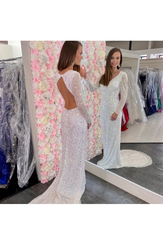 Long White Sparkle Sequins Prom Dresses Formal Evening Gowns 901803 Long White Sparkle Sequins Prom Dresses Formal Evening Gowns 901803
