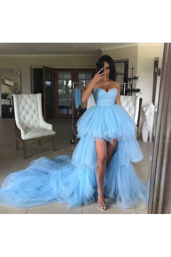 High Low Long Blue Tulle Prom Dresses Formal Evening Gowns 901808 High Low Long Blue Tulle Prom Dresses Formal Evening Gowns 901808