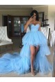High Low Long Blue Tulle Prom Dresses Formal Evening Gowns 901808 High Low Long Blue Tulle Prom Dresses Formal Evening Gowns 901808