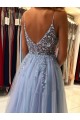 Elegant A-Line Long Blue Prom Dresses Formal Evening Gowns 901877