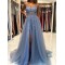 Elegant A-Line Long Blue Prom Dresses Formal Evening Gowns 901877