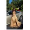 A Line V Neck Gold Sleeveless Long Prom Dresses Formal Evening Dresses 901882