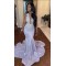 Mermaid Sparkle Lace Sleeveless Long Prom Dresses Formal Evening Dresses 901883