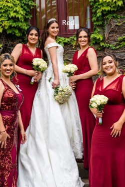 Long Pink Mermaid Floor Length Bridesmaid Dresses 902003