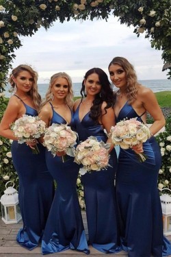 Long Royal Blue Mermaid Floor Length Bridesmaid Dresses 902007