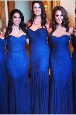 Long Royal Blue Mermaid Floor Length Bridesmaid Dresses 902012