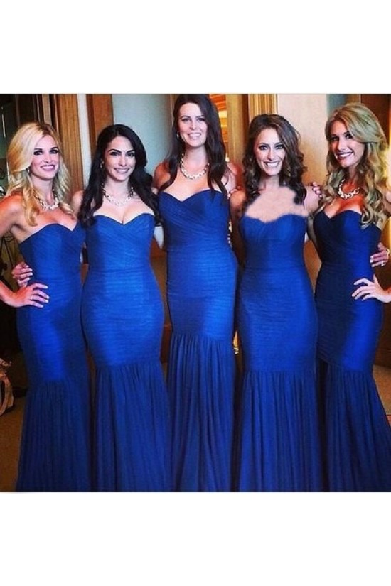 Long Royal Blue Mermaid Floor Length Bridesmaid Dresses 902012