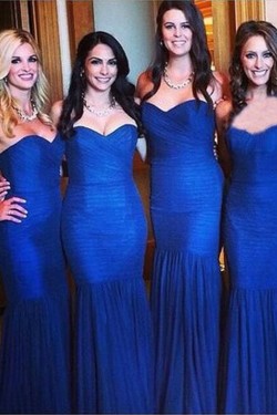 Long Royal Blue Mermaid Floor Length Bridesmaid Dresses 902012