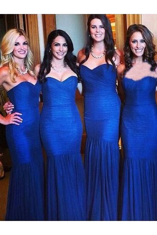 Long Royal Blue Mermaid Floor Length Bridesmaid Dresses 902012