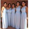A-Line Long Blue Chiffon One Shoulder Bridesmaid Dresses 902013