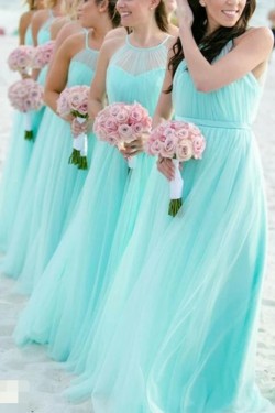 Long Tulle Floor Length Bridesmaid Dresses 902014