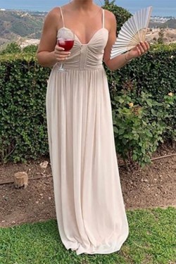 Long Chiffon Spaghetti Straps Bridesmaid Dresses 902015