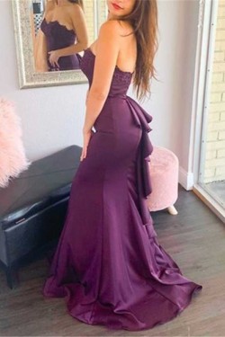 Long Purple Mermaid Floor Length Bridesmaid Dresses 902018