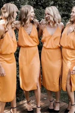 Simple Short Spaghetti Straps Bridesmaid Dresses 902026