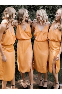 Simple Short Spaghetti Straps Bridesmaid Dresses 902026