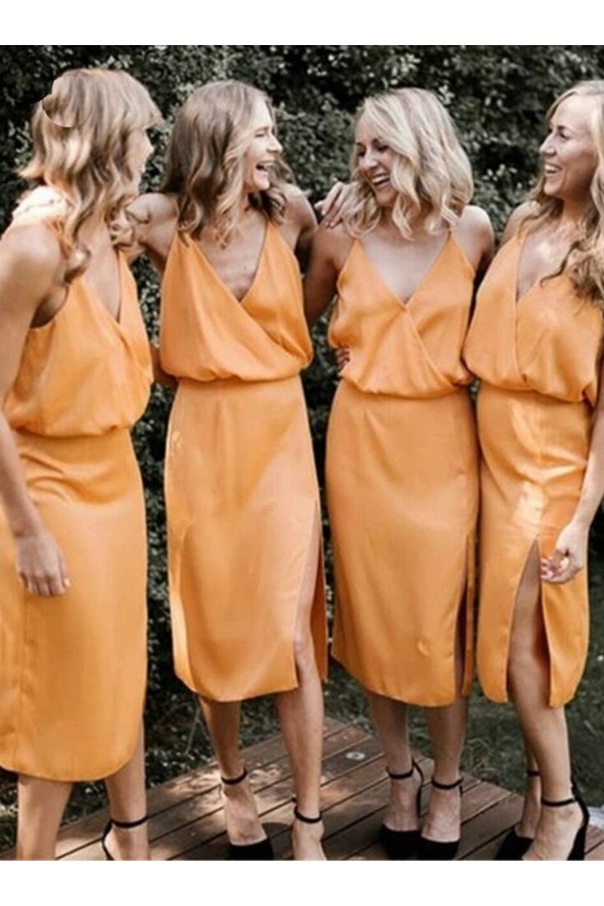 Simple Short Spaghetti Straps Bridesmaid Dresses 902026