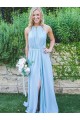 Long Blue Chiffon Floor Length Bridesmaid Dresses 902027
