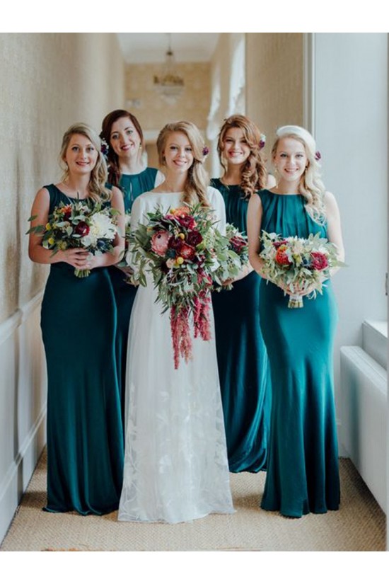 Long Blue Mermaid Floor Length Bridesmaid Dresses 902028