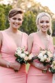 Long Pink Mermaid Floor Length Bridesmaid Dresses 902029