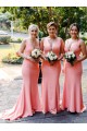 Long Pink Mermaid Floor Length Bridesmaid Dresses 902029