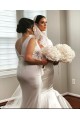 Long White Mermaid V Neck Bridesmaid Dresses 902034