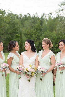 Long Chiffon V Neck Floor Length Bridesmaid Dresses 902037