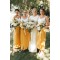 Sheath/Column Yellow White Long Bridesmaid Dresses 902038