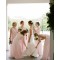 Long Pink Chiffon V Neck Floor Length Bridesmaid Dresses 902041