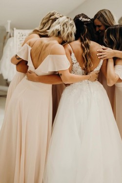 Long Chiffon Spaghetti Straps Bridesmaid Dresses 902045