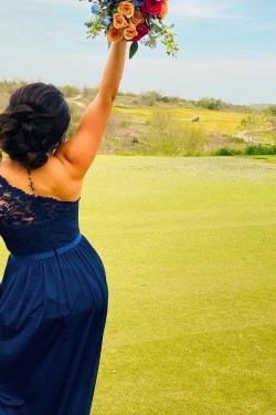 Long Royal Blue Chiffon and Lace Floor Length Bridesmaid Dresses 902047