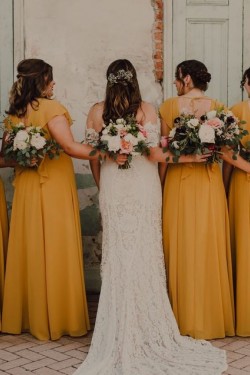 Long Chiffon Floor Length Bridesmaid Dresses 902048