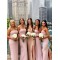 Mermaid Strapless Long Pink Floor Length Bridesmaid Dresses 902049
