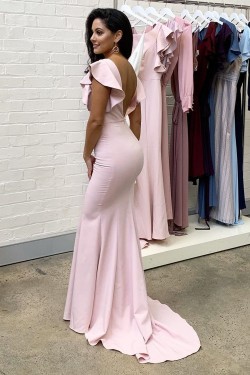 Long Pink Mermaid Floor Length Bridesmaid Dresses 902050