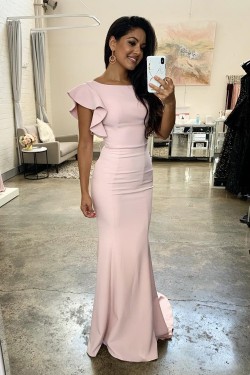 Long Pink Mermaid Floor Length Bridesmaid Dresses 902050