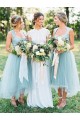 High Low Blue Tulle Bridesmaid Dresses 902054