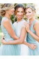 High Low Blue Tulle Bridesmaid Dresses 902054