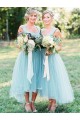 High Low Blue Tulle Bridesmaid Dresses 902054