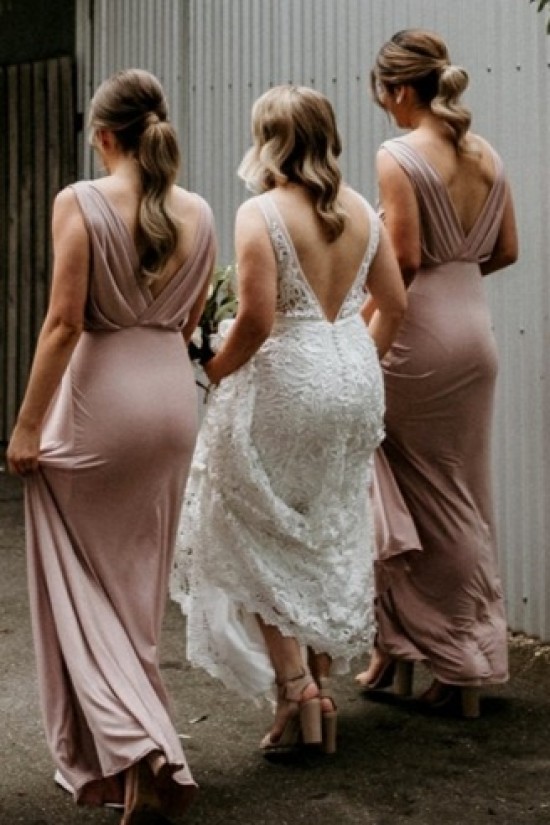 Sheath/Column V Neck Long Bridesmaid Dresses 902055 Sheath/Column V Neck Long Bridesmaid Dresses 902055