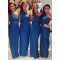 Sheath/Column Long Royal Blue One Shoulder Bridesmaid Dresses 902056