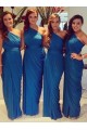Sheath/Column Long Royal Blue One Shoulder Bridesmaid Dresses 902056