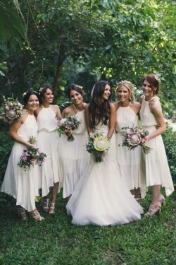 Asymmetrical White Chiffon Bridesmaid Dresses 902060