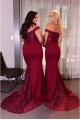 Long Burgundy Lace Mermaid Floor Length Bridesmaid Dresses 902062
