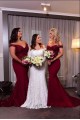 Long Burgundy Lace Mermaid Floor Length Bridesmaid Dresses 902062