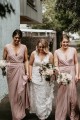 Sheath/Column Long V Neck Bridesmaid Dresses 902064
